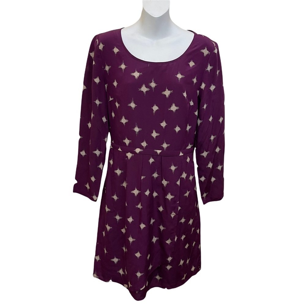 Madewell Inkbrush Starburst Silk Midi Dress Long Sleeve Size 6